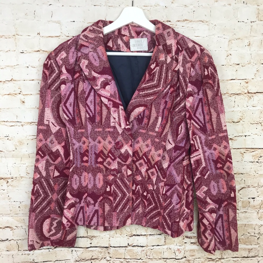Vogue Couturier Vintage Pink Red Blazer Jacket S